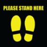 12" Square Social Distancing Mat, Please Stand Here, Black